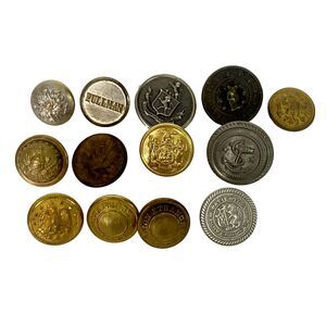 Vintage Waterbury Superior Military Service Railroad Crest Buttons Mix Lot of 13